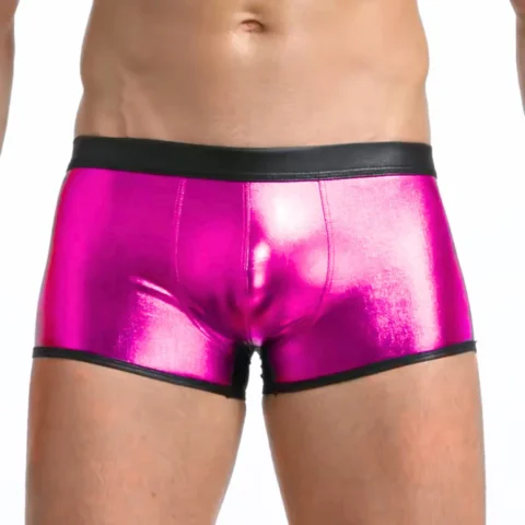 Tegan Fantezi Deri Görünümlü Pembe Erkek Boxer – Fantezi Tanga TG274608