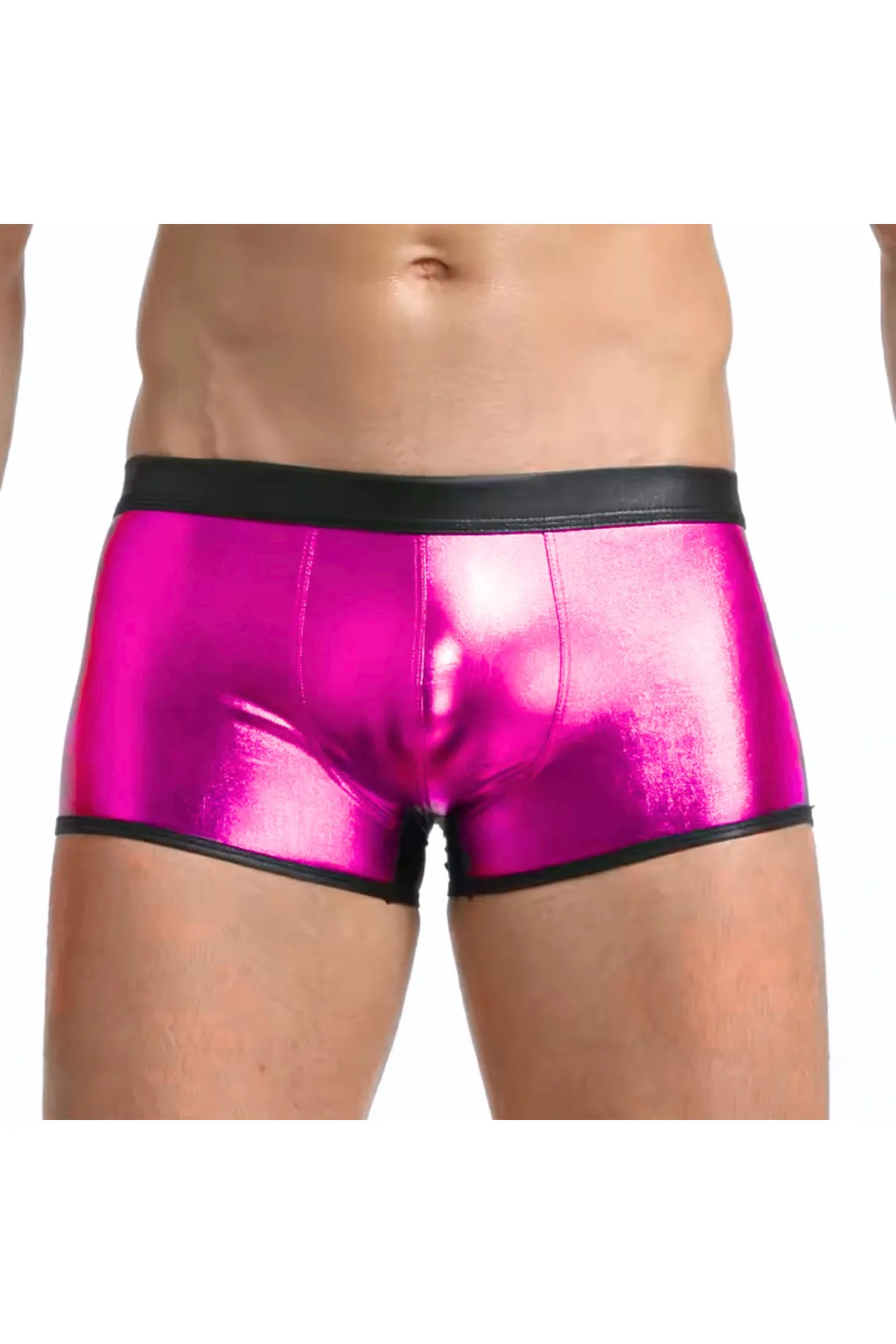 Tegan Fantezi Deri Görünümlü Pembe Erkek Boxer – Fantezi Tanga TG274608