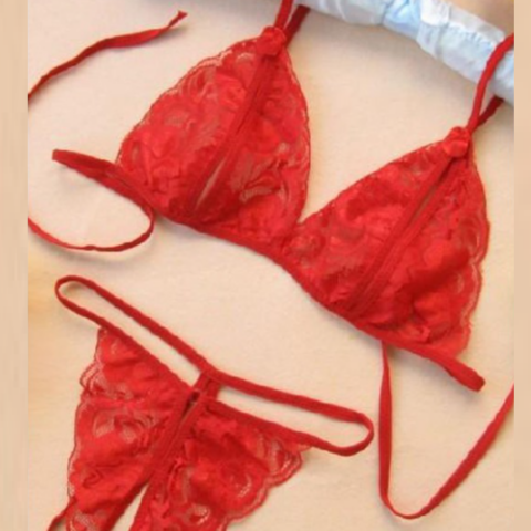 Tegan Fantezi Kırmızı Dantelli Seksi Sütyen Kilot Takım TG279703