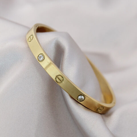 Tegan 316L Çelik Gold Renk Zirkon Taşlı Bileklik TG27BB4119