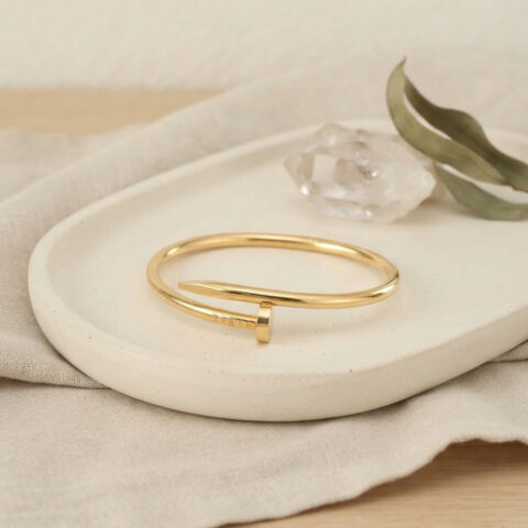 Tegan 316L Çelik Gold Renk Çivi Model Bileklik TG27BB4321