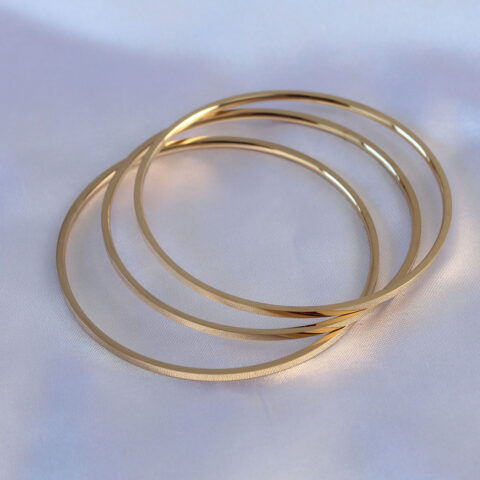 Tegan 316L Çelik Gold Renk 3’lü Ajda Model Kadın 60 mm Bilezik TG27BB5360