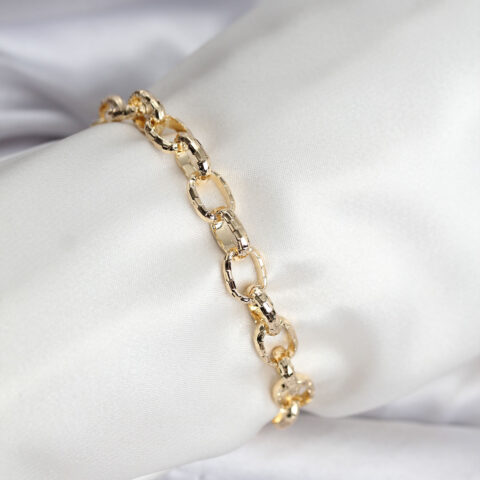Tegan 14K Gold Renk Kaplama Lazerli Zincir Model CM Kadın Bileklik TG27BB8120