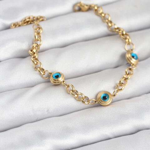 Tegan 316L Çelik Nazar Model Gold Renk Kadın Bileklik TG27BB8166