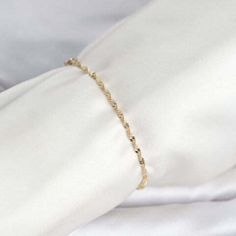Tegan CM 14K Gold Renk Yassı Ezme Burgu Model Kadın Bileklik TG27BB8282