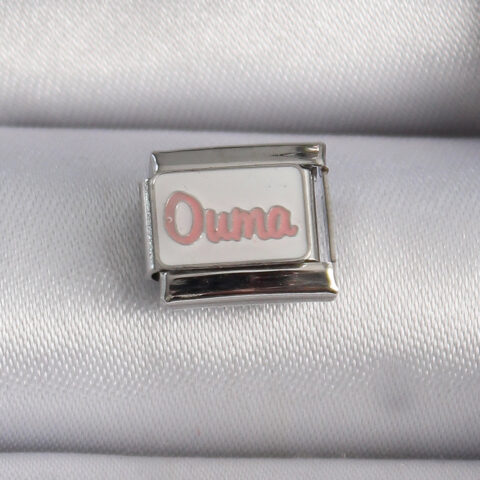 Tegan 316L Çelik Gümüş Renk Beyaz Pembe Ouma İşlemeli Nomination Charm TG27BC1027