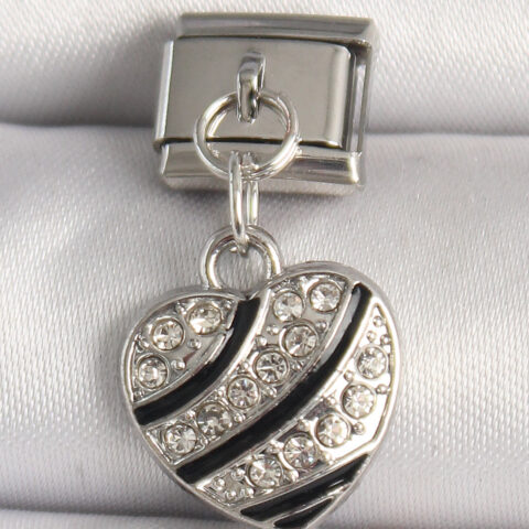 Tegan 316L Çelik Gümüş Renk Zirkon Taşlı Kalp Model Nomination Charm TG27BC1316