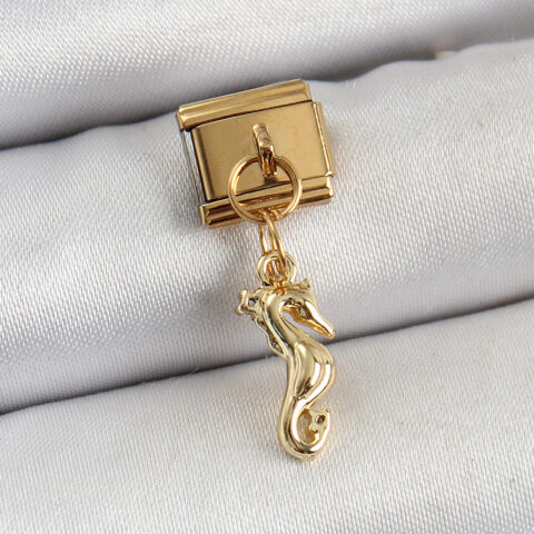 Tegan 316L Çelik Sallantılı Deniz Atı Model Gold Renk Nomination Charm TG27BC1396