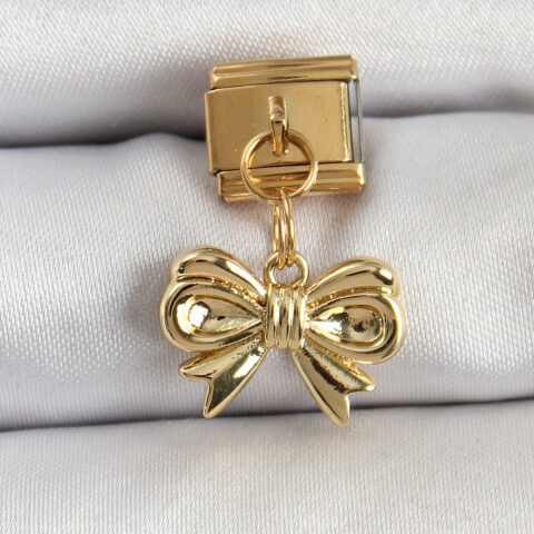 Tegan 316L Çelik Sallantılı Fiyonk Model Gold Renk Nomination Charm TG27BC1412