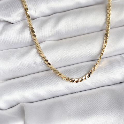 Tegan 14K Gold Renk Kaplama Ezme Yılan Zincir Model CM Kadın Kolye TG27BKO10735