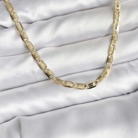 Tegan 14K Gold Renk Kaplama Plaka Ezme Model Zincirli CM Kadın Kolye TG27BKO10743