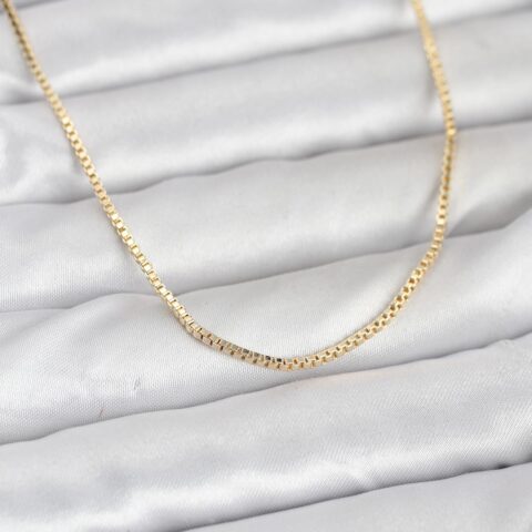 Tegan CM 14K Gold Renk Kare Zincirli Model 60 cm Kadın Kolye TG27BKO10941