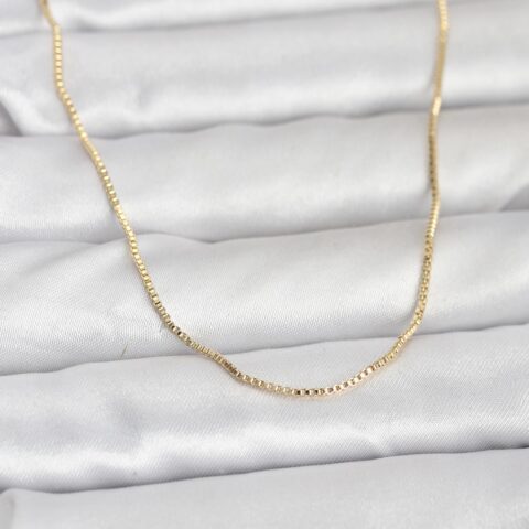 Tegan CM 14K Gold Renk İnce Kare Zincirli Model 60 cm Kadın Kolye TG27BKO10956