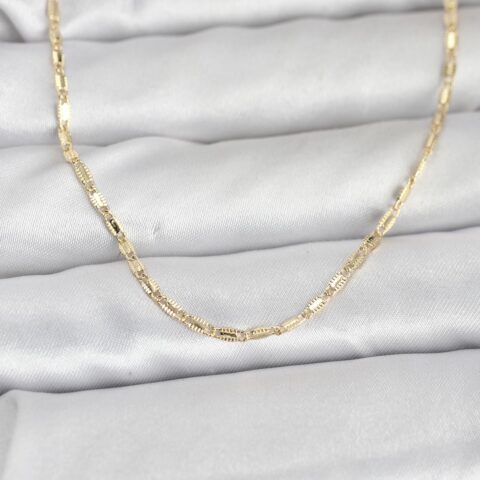 Tegan CM 14K Gold Renk Lazerli Zincir Model 60 cm Kadın Kolye TG27BKO10957