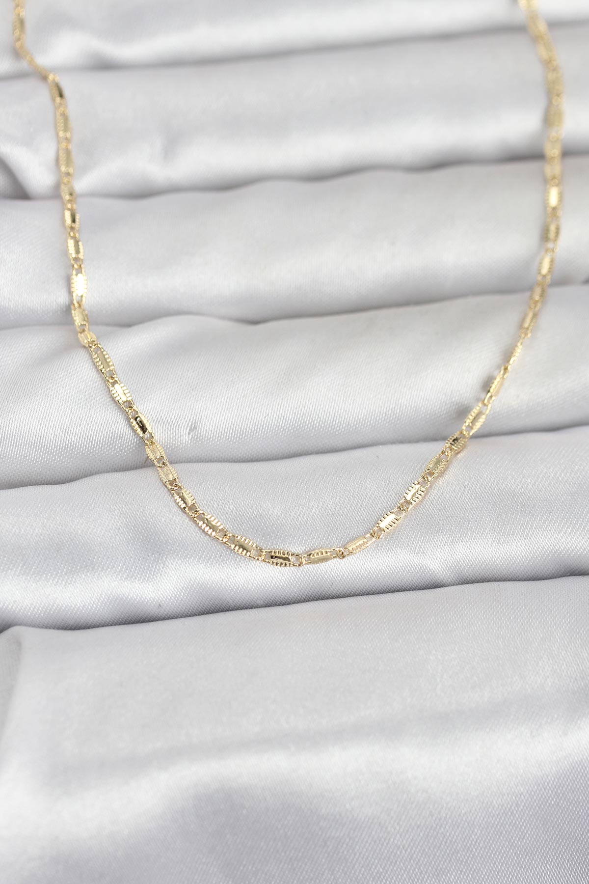 Tegan CM 14K Gold Renk Lazerli Zincir Model 60 cm Kadın Kolye TG27BKO10957