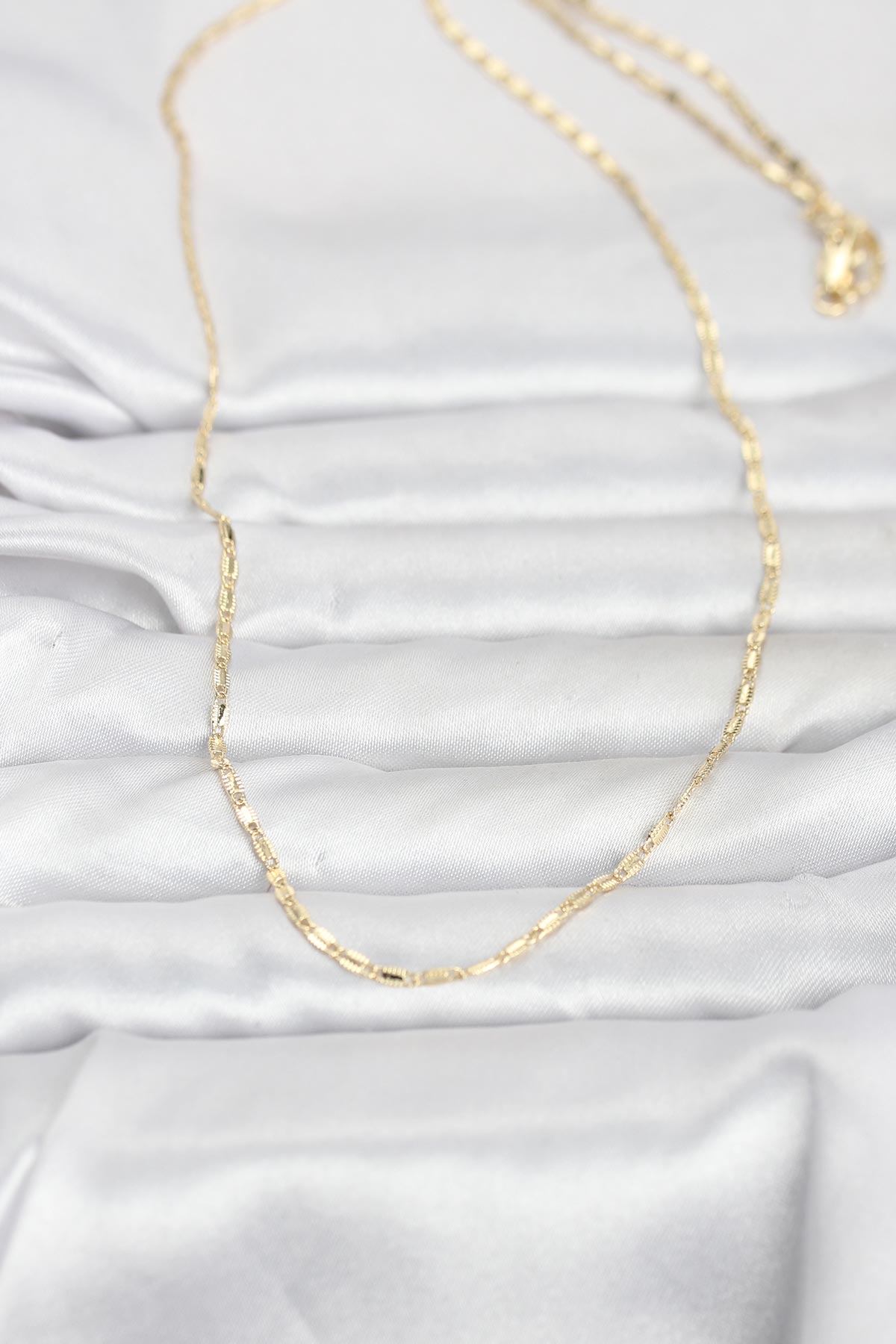 Tegan CM 14K Gold Renk Lazerli Zincir Model 60 cm Kadın Kolye TG27BKO10957