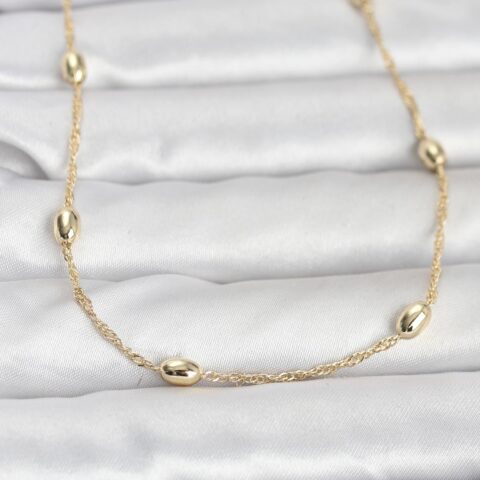 Tegan CM 14K Gold Renk Topçuklu Burgu Zincir Model 60 cm Kadın Kolye TG27BKO10963