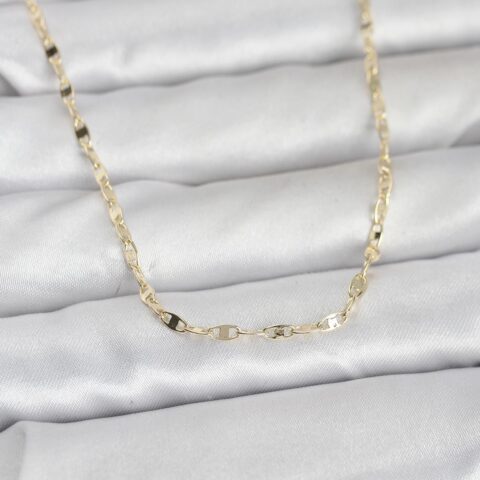 Tegan CM 14K Gold Renk Yassı Gemici Zincir Model 60 cm Kadın Kolye TG27BKO10967