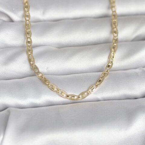 Tegan CM 14K Gold Renk Lazer Kesim Zincirli Model 60 cm Kadın Kolye TG27BKO10981