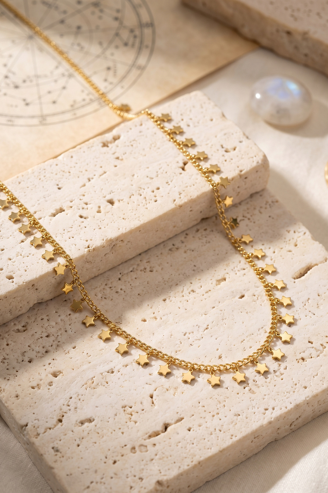 Tegan Gold Renk Yıldız Pul Model 60 cm Kadın Kolye TG27BKO11211