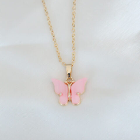 Tegan Gold Kaplama Pembe Sedefli Kelebek Kolye TG27BKO6440