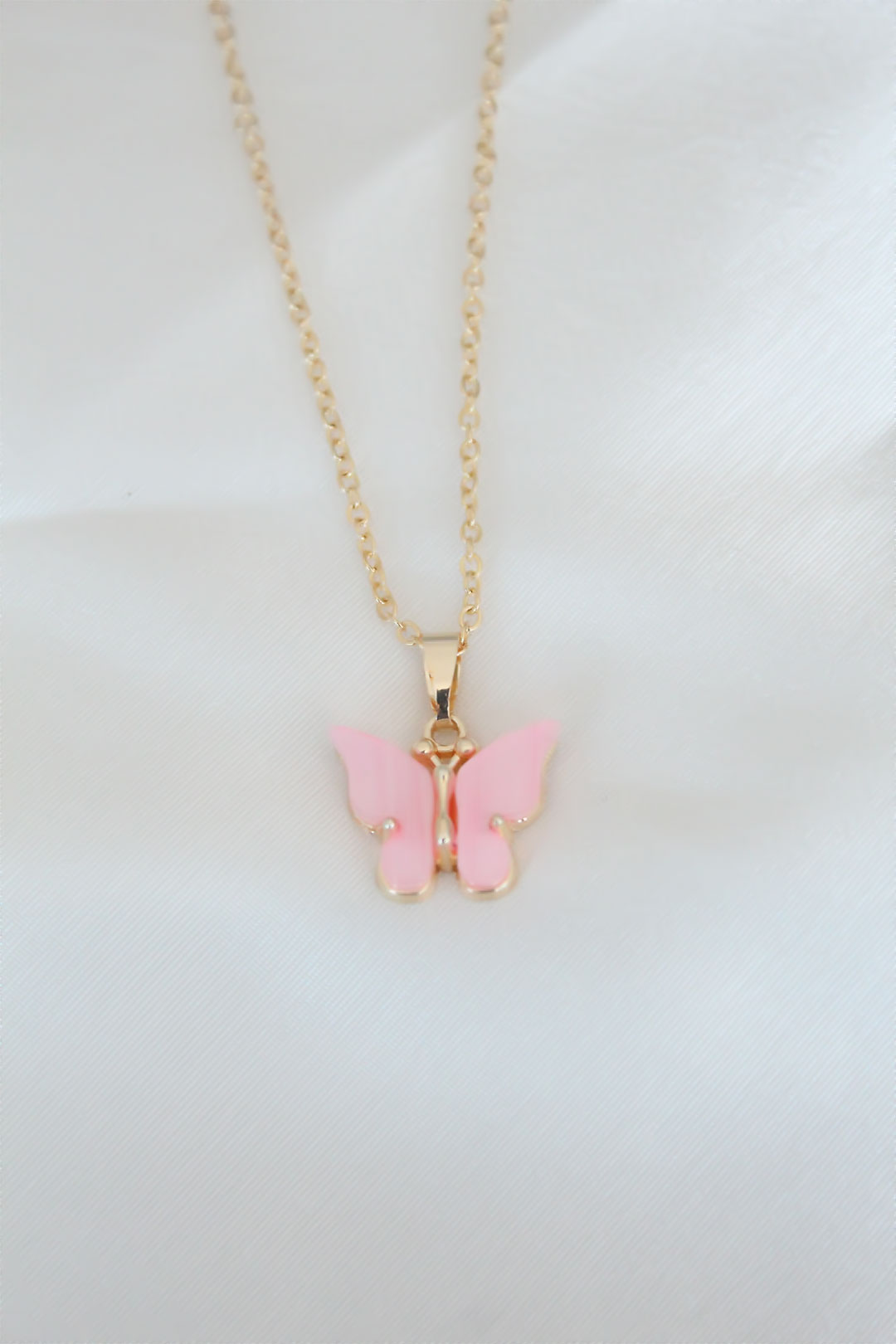 Tegan Gold Kaplama Pembe Sedefli Kelebek Kolye TG27BKO6440