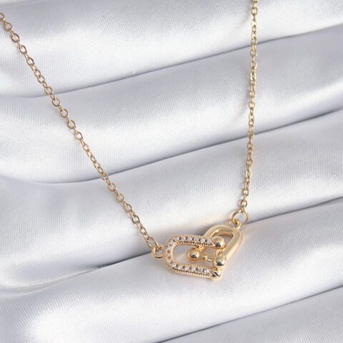 Tegan 316L Çelik Gold Renk Zirkon Taşlı Model Kadın Kolye TG27BKO8252