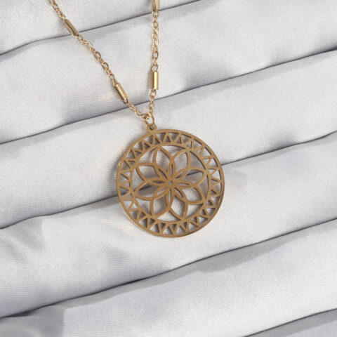 Tegan 316L Çelik Zincir Gold Renk Lotus Model Kolye TG27BKO8902