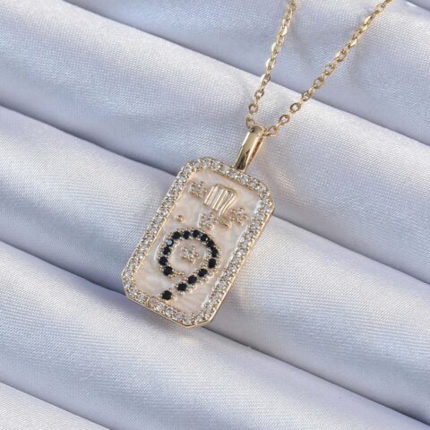Tegan 316L Çelik Zincir Gold Renk Zirkon Taşlı Minimal Papatya Figürlü Tarot Kolye TG27BKO9223