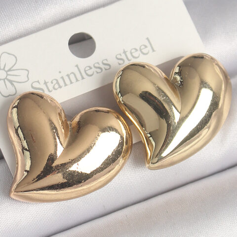 Tegan Pirinç Gold Renk Bomba Kalp Model Kadın Küpe TG27BKP10236