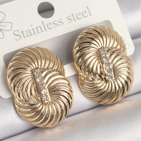 Tegan Pirinç Gold Renk Zirkon Taşlı Sarmal Model Kadın Küpe TG27BKP10241