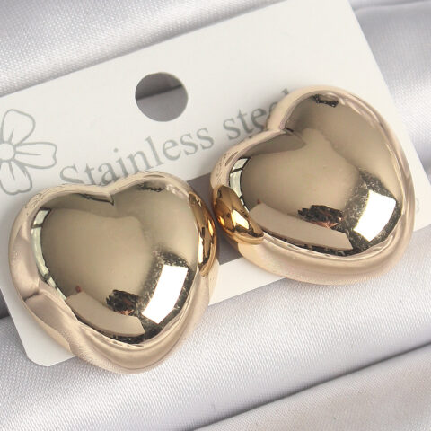 Tegan Pirinç Gold Renk Bombe Kalp Model Kadın Küpe TG27BKP10248
