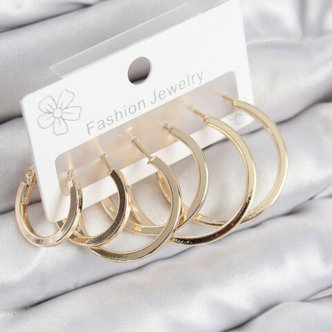 Tegan Pirinç Halka Model Gold Renk Kadın Set Küpe TG27BKP11057