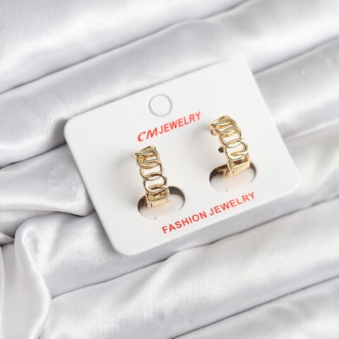 Tegan 14K Gold Renk Kaplama Samanyolu Model CM Kadın Küpe TG27BKP11406