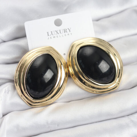 Tegan Pirinç Siyah Badem Model Vintage Gold Kadın Küpe TG27BKP11593