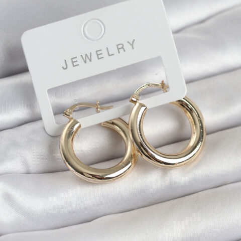 Tegan Gold Renk Pirinç Halka 25 mm Kadın Küpe TG27BKP11757