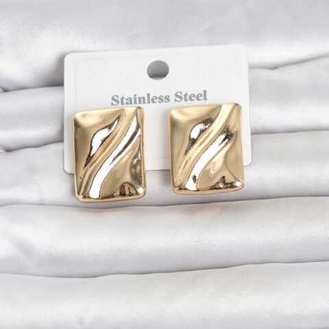 Tegan 316L Çelik Gold Renk Plaka Model Kadın Küpe TG27BKP11818