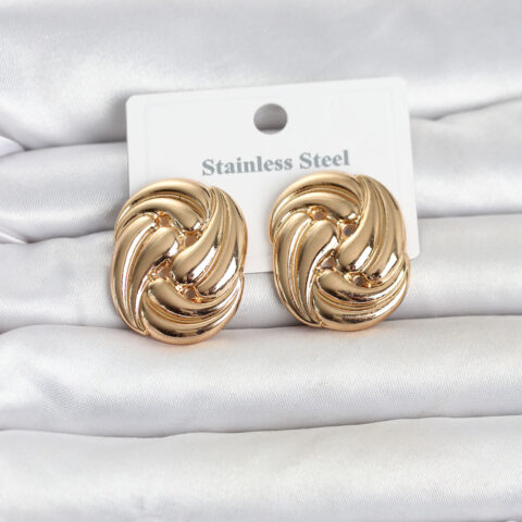 Tegan 316L Çelik Gold Renk Motif Desen Model Kadın Küpe TG27BKP11812