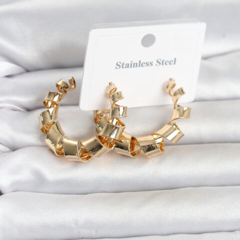 Tegan 316L Çelik Gold Renk Spiral Halka Kadın Küpe TG27BKP11823