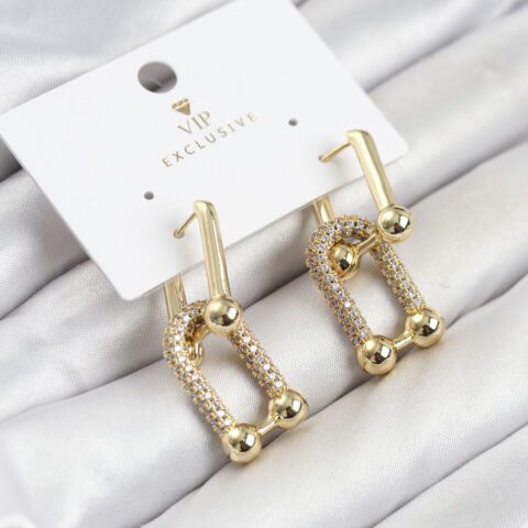 Tegan Gold Renk VIP Seri Tifani Zirkon Taşlı Kadın Küpe TG27BKP11895