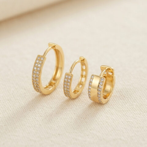 Tegan 3 lü Set Gold Renk Halka Model Küpe TG27BKP11956