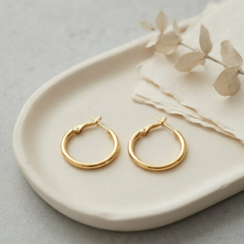 Tegan 316L Çelik Gold Renk 22 mm Halka Küpe TG27BKP12005