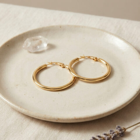 Tegan 316L Çelik Gold Renk 28 mm Halka Küpe TG27BKP12006