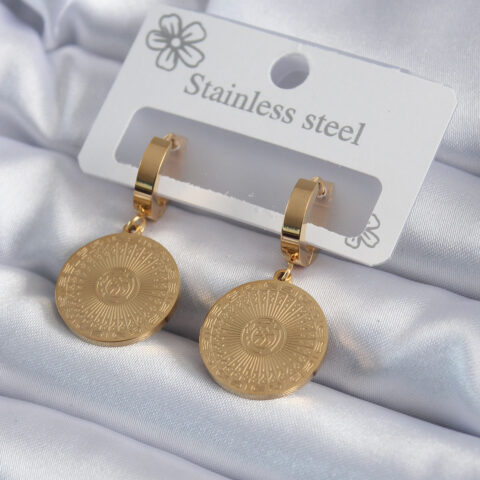 Tegan 316L Çelik Gold Renk İşleme Detay Kadın Küpe TG27BKP7981