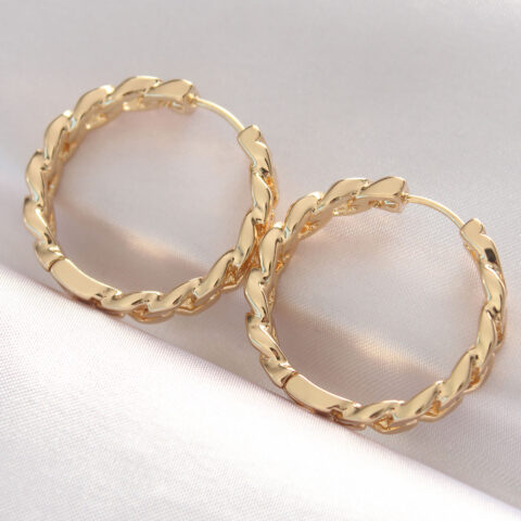 Tegan Pirinç Gold Renk Zincir Model Halka Küpe TG27BKP8970