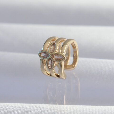 Tegan Pirinç Gold Renk Yonca Earcuff Küpe TG27BKP9331