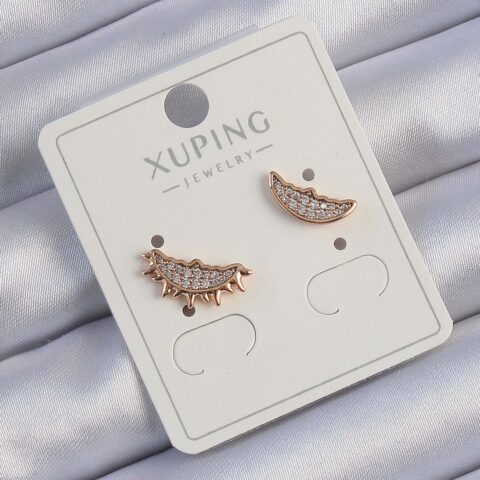 Tegan Xuping Rose Renk Zirkon Taşlı Ay ve Güneş Tasarımlı Küpe TG27BKP9429