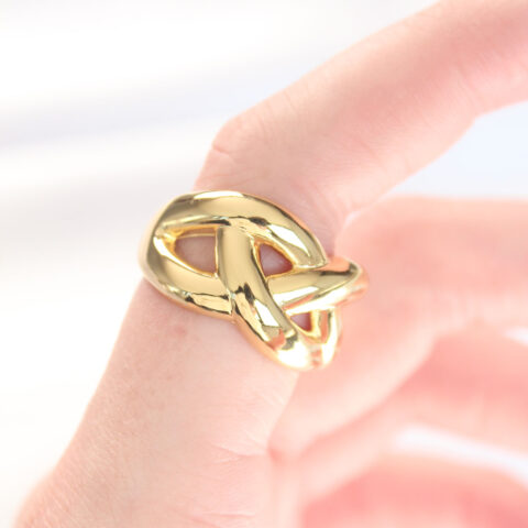 Tegan Düğüm Model Gold Renk Ayarlanabilir Yüzük TG27BYK3126