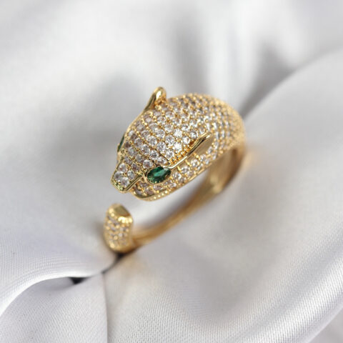 Tegan Jaguar Model Gold Renk Zirkon Taşlı Kadın Yüzük TG27BYK3934