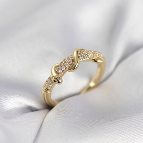 Tegan Gold Renk Zirkon Taşlı Sarmal Yılan Model Kadın Yüzük TG27BYK4068